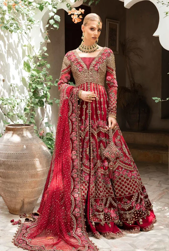 Stunning Red and Pink Bridal Gown