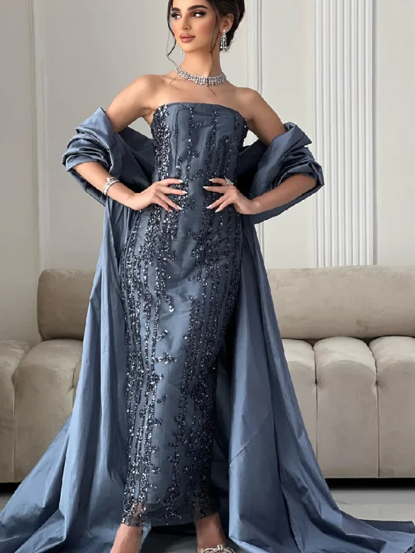 Satin Cape Gown Dress