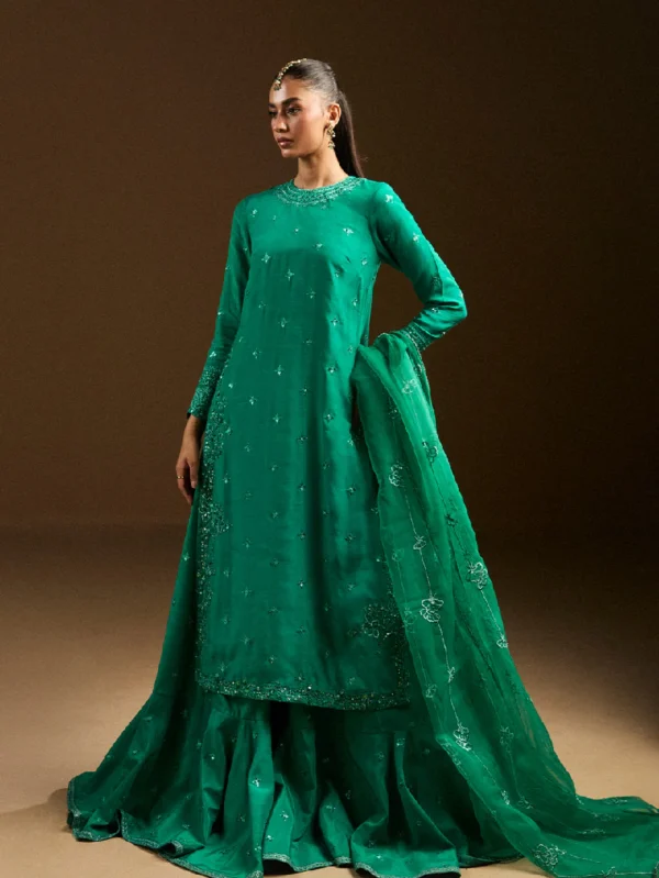 Embroidered Green Gharara Suit